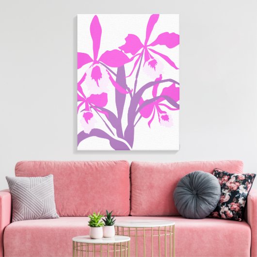 Grafisch modern paars orchidee canvas (Insitu (Woonkamer))