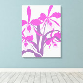 Grafisch modern paars orchidee canvas afdruk (Insitu (Houten vloer))