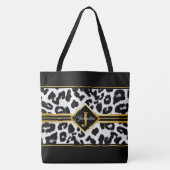 Grafisch monogram op Animal Print Black en Faux Go Draagtas (Voorkant)