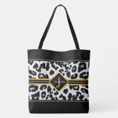 Grafisch monogram op Animal Print Black en Faux Go Draagtas (Achterkant)
