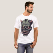 Grafisch monster met groene hoorns t-shirt (Voorkant volledig)