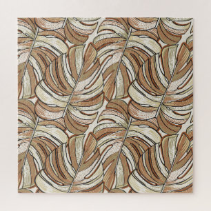 Grafisch Monstera laat tropisch design achter Legpuzzel