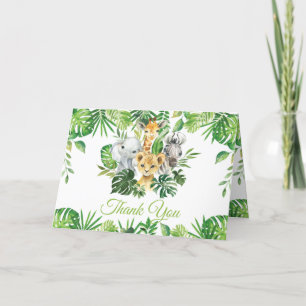Grafisch Oerwoud Dieren Greenery Birthday Baby sho Bedankkaart