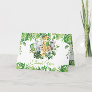 Grafisch Oerwoud Dieren Greenery Birthday Baby sho Bedankkaart