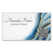 Grafisch Ontwerp Blauwgroen Geode Ink QR-code Magnetisch Visitekaartje (Voorkant)