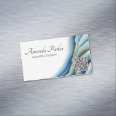 Grafisch Ontwerp Blauwgroen Geode Ink QR-code Magnetisch Visitekaartje (Voorbeeld)