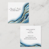 Grafisch ontwerp Blauwgroen geode-inkt, aangepast Vierkante Visitekaartje (Voorkant / Achterkant)