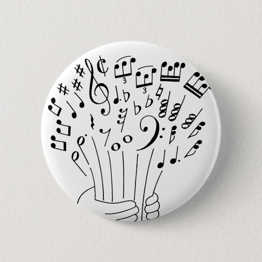 Grafisch ontwerp: bloemen van muziekbladen - ronde button 5,7 cm (Voorkant)