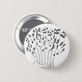 Grafisch ontwerp: bloemen van muziekbladen - ronde button 5,7 cm (Voorkant /achterkant)