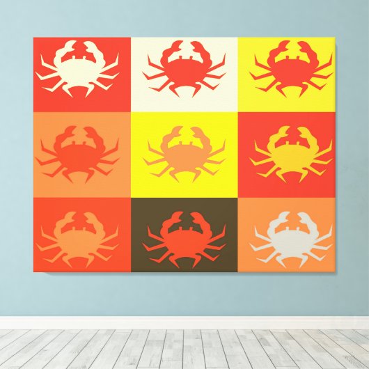 Grafisch ontwerp Pop Kunst met Krabben 5 Canvas Afdruk (Insitu (Houten vloer))