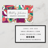 Grafisch ontwerper Illustrator Pop Art Social Medi Visitekaartje (Voorkant / Achterkant)