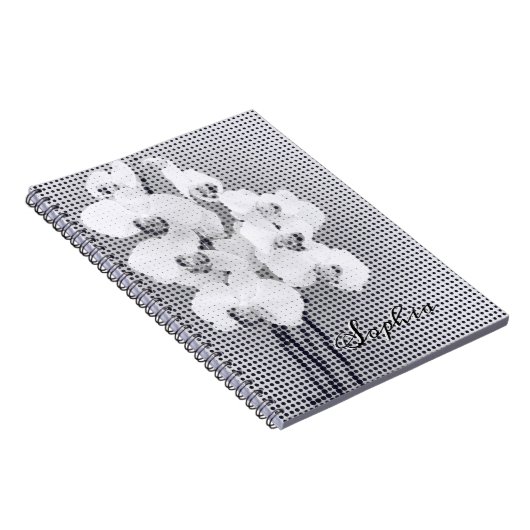 grafisch orchidee poladots patroon notitieboek (Rechterzijde)