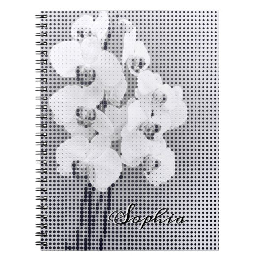 grafisch orchidee poladots patroon notitieboek (Voorkant)