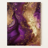Grafisch paars en goudglitter druipt monogram planner (Achterkant)