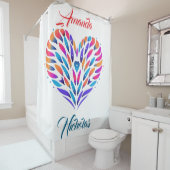 Grafisch patroon hart logo. (PERSONALISEREN) Douchegordijn (In situ)