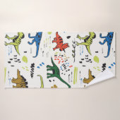 grafisch patroon van vreemde dinosaurussen badhanddoek (Badhanddoek)