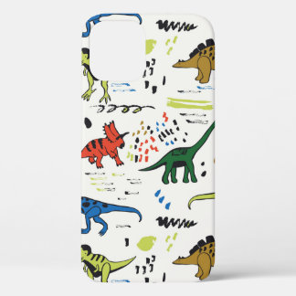 grafisch patroon van vreemde dinosaurussen iPhone 12 hoesje