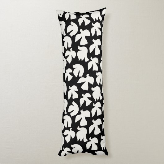 Grafisch patroon van witte vliegduiven lichaamskussen (Achterkant (Verticaal))