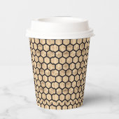 Grafisch patroon van zwarte en roos goudhoningraat papieren bekers (Achterkant)