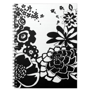 Grafisch patroon zwart-wit van Floral Garden Notitieboek