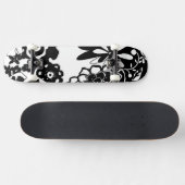 Grafisch patroon zwart-wit van Floral Garden Skateboard (Horizontaal)
