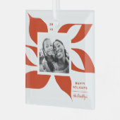 Grafisch Poinsettia Foto Glas Ornament (Voorkant links)