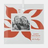 Grafisch Poinsettia Foto Glas Ornament (Voorkant)