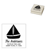 Grafisch retouradres zeilboot 	rubberstempel (Gestempeld)