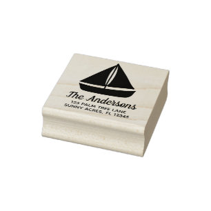 Grafisch retouradres zeilboot 	rubberstempel