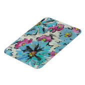 Grafisch roze en Blauwe Floral Magneet (Linkerzijde)