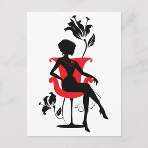 Grafisch silhouet van een vrouw briefkaart