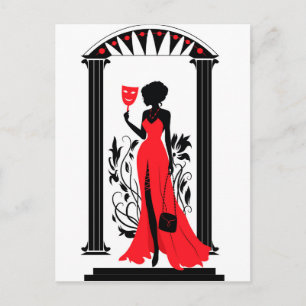 Grafisch silhouet van een vrouw briefkaart