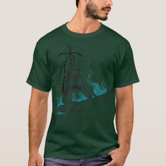 Grafisch skelet op surfende Mannen strand in de zo T-shirt