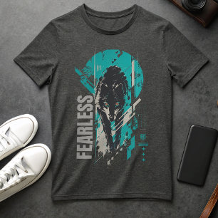 Grafisch T-shirt met onverschrokken wolf Streetw