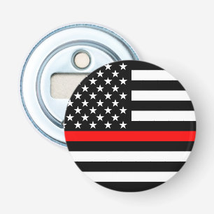Grafisch Thin Red Line vertoon Amerikaanse vlag Button Flesopener