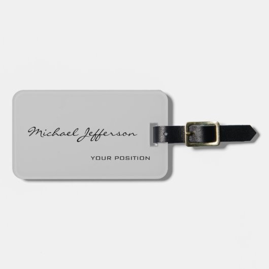 Grafisch Uniek Manuscript Grijze Moderne Minimalis Bagagelabel (Voorkant horizontaal)