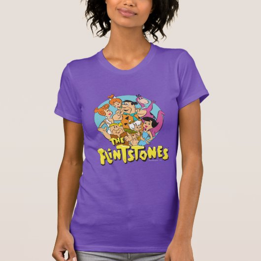 Grafisch van de familie Flintstenen en Rubbles T-shirt (Voorkant)