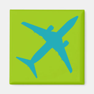 Grafisch vliegtuig in Aqua Blue Magneet