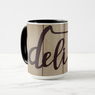Grafisch Word Art DELISH Rustic Brown Mok