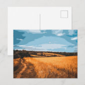 Grafisch Zomer Landschap Landelijke Weg Gezicht Briefkaart (Voorkant / Achterkant)
