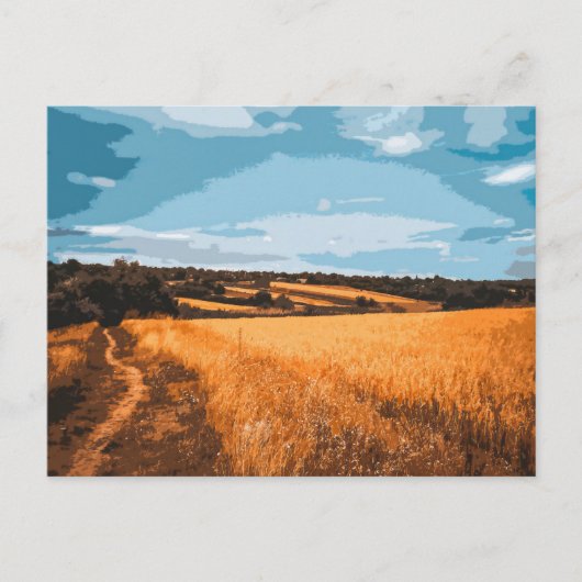 Grafisch Zomer Landschap Landelijke Weg Gezicht Briefkaart (Voorkant)