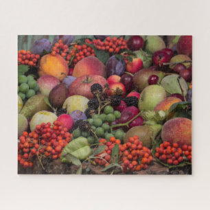 Grafische achtergrond met fruit legpuzzel