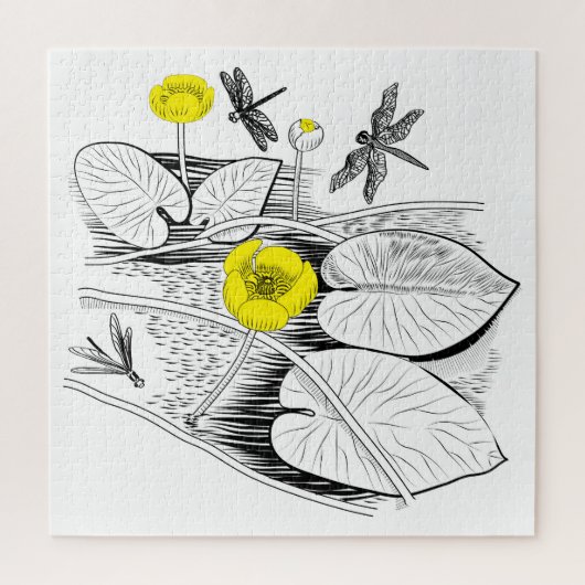 Grafische afbeelding met geel geelbruin water legpuzzel (Verticaal)