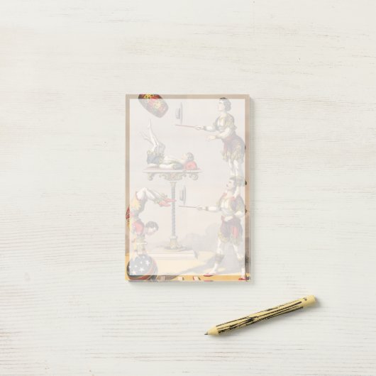  grafische afdruk van een acrobatische handeling. post-it® notes (Op bureau)