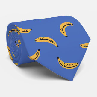 Grafische bananen op helderblauwe achtergrond stropdas