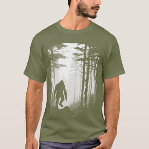 Grafische Bigfoot Sasquatch Silhouet Forest Mist T-shirt