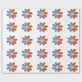 Grafische bloemen splitsen rood blauw op elke kleu cadeaupapier (Vlak)