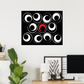 Grafische bollen in rood poster (Thuiskantoor)