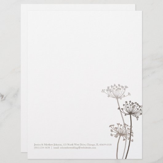 Grafische bruine bloemkoeien peterselie letterkop briefhoofd (Voorkant / Achterkant)