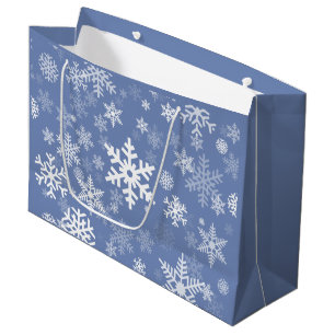 Grafische de sneeuwvlokken passen de Achtergrond Large Cadeautasje